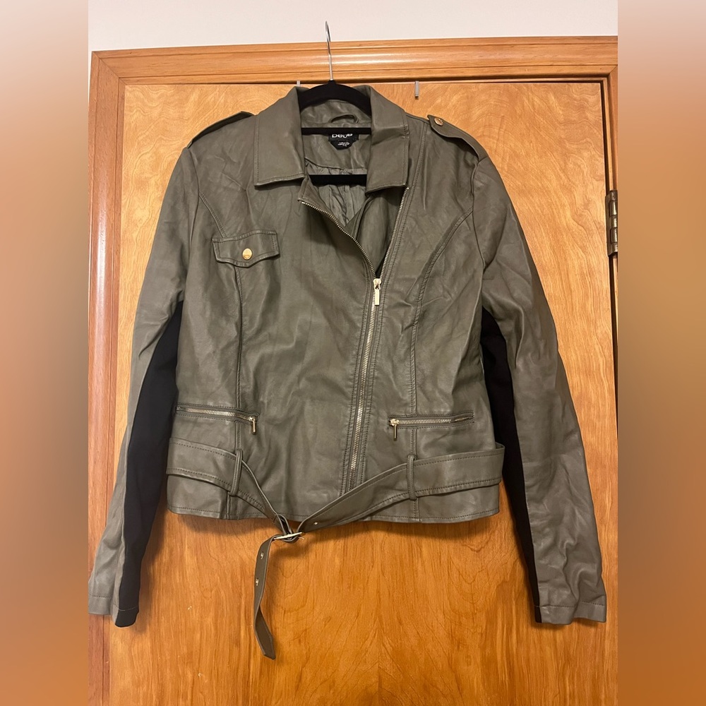Olive green and black Bebe zip jacket